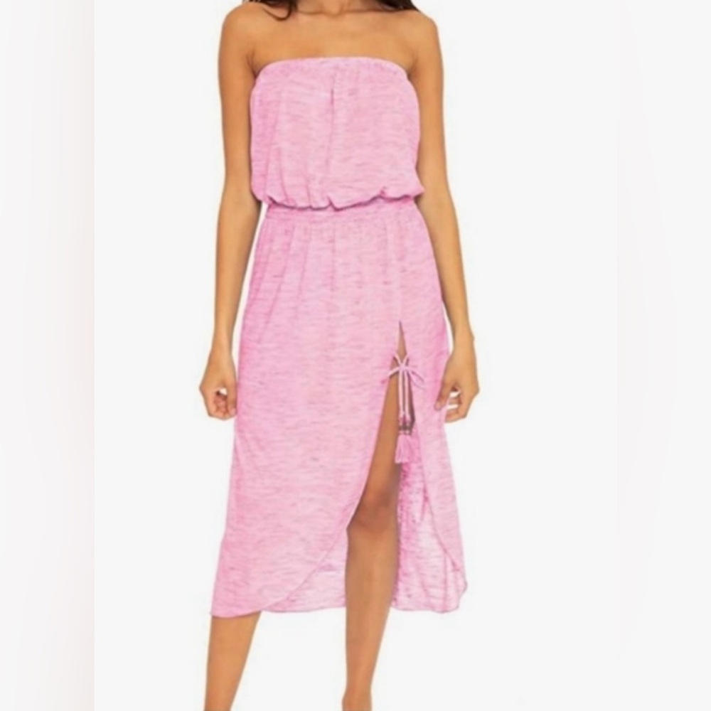 NWT Becca Swim Cover-up Pink Whisper Space Dye Pull On Strapless Beachy